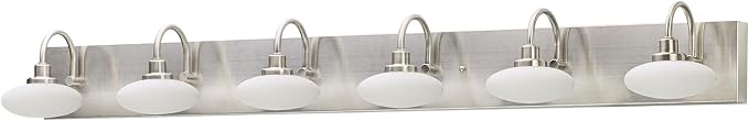 44in Brushed Nickel LED Vanity Lighting Fixtures 6 Lights,Six Light Bathroom Vanity Wall Sconce Light,6 Light Vanity Light Over Mirror, Modern Vanity Over Mirror for Bathroom, 3000K-6000K,Dimmable