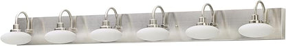 44in Brushed Nickel LED Vanity Lighting Fixtures 6 Lights,Six Light Bathroom Vanity Wall Sconce Light,6 Light Vanity Light Over Mirror, Modern Vanity Over Mirror for Bathroom, 3000K-6000K,Dimmable