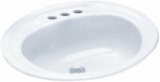 PROFLO PF20174 Rockaway 20-1/2" Oval Vitreous China Drop In Bathroom Sink with Overflow and 3 Faucet Holes at 4" Centers - Biscuit