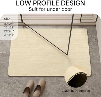 Mecko Bath Mat Ultra Thin Beige, 24"x36"