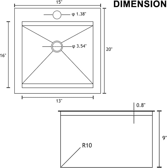 HOTIS Drop In Bar Sink, 15 x 20 Inch Small Kitchen Sink, 304 Stainless Steel Topmount Workstation Sinks, Handmade 16 Gauge Single Bowl Kitchen Sinks with Dish Grid & Drain and Cutting Board