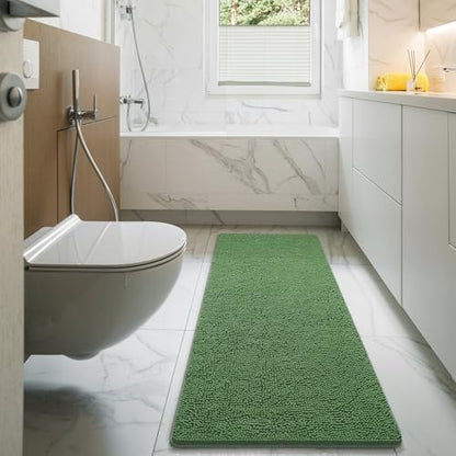 LOCHAS Luxury Bathroom Rug Shaggy Bath Mat 24 x 60 Inch, Green