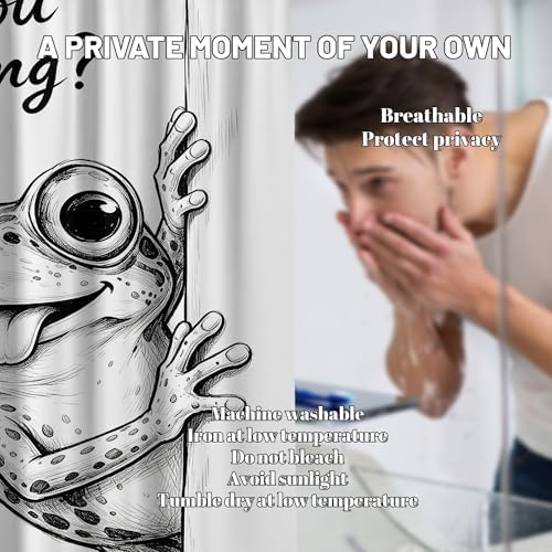 Funny Frog Shower Curtain are You Pooping Cool Novelty Shower Curtains for Bathroom Decor Sets, Waterproof Cloth Fabric with Hooks, 60 x 72 Inch