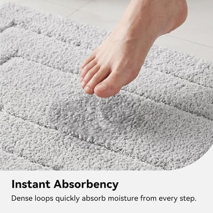 GRANNY SAYS Gray Bathroom Rug 16" x 24", Non-Slip Microfiber Bath Mat