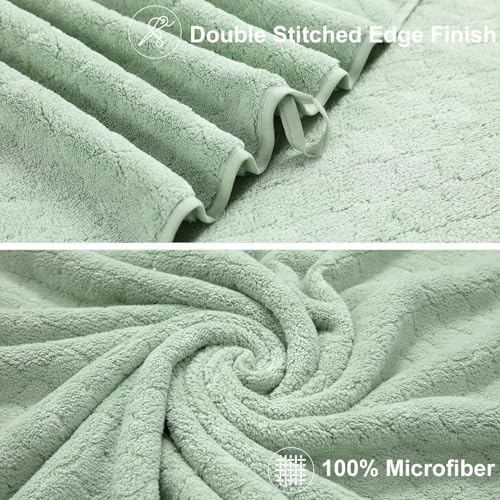 Hailea 2 Piece Hand Towels Set 16x31 Inches,Soft Microfibers Bathroom Towel Set 2 Pack,Highly Absorbent Quick Dry Luxury Towel Hotel Spa Gym Hand Towel Collection for Bathroom,Green