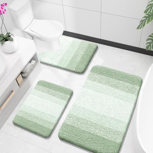 OLANLY Microfiber Bathroom Rugs Sets 3 Piece, 36"x24"+24"x16"+24"x20"