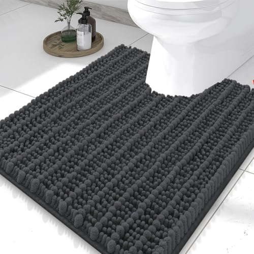 Smiry Bathroom Toilet Rugs U Shaped 24X20, Chenille Bath mats for Toilet