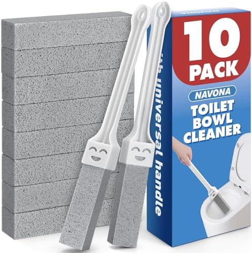 Navona 10 Pack Pumice Stone Toilet Bowl Cleaner with 2 Extra-Long Handles