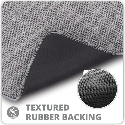 Bosap Bath Mat,Ultra Thin Bathroom Runner Rugs,Large Bath Mats for Bathroom,Quick Dry,Non-Slip,Machine Washable,Low Pile,Bath Rug,Shower Outside,Sink,Home Decor Accessories.Grey,3'x5'(36x60inch)