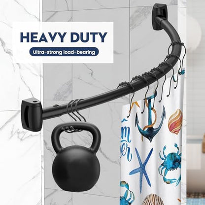 Black Curved Shower Curtain Rod 33-78 Inches Adjustable Splicing Design Need To Drill Shower Rods Curved Round Bowed Rust proof, Premium Stainless Steel Shower Curtain Rod for Bathroom, Bathtub, Stall