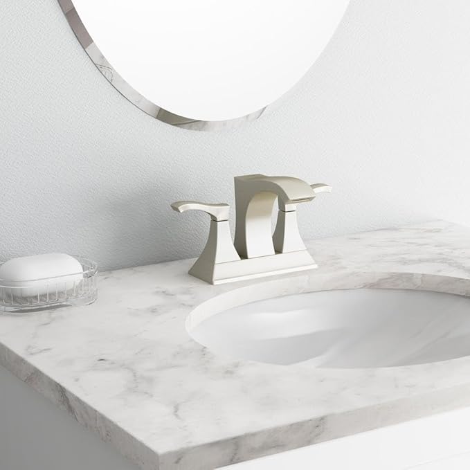 Pfister Venturi Bathroom Sink Faucet, 4-Inch Centerset, 2-Handle, 3-Hole, Spot Defense Brushed Nickel Finish, LF048VNGS