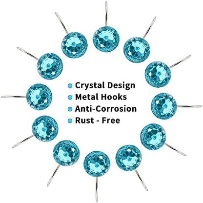 Aqua Diamond Crystal Bling Shower Curtain Hooks Rings for Bathroom,12PCS