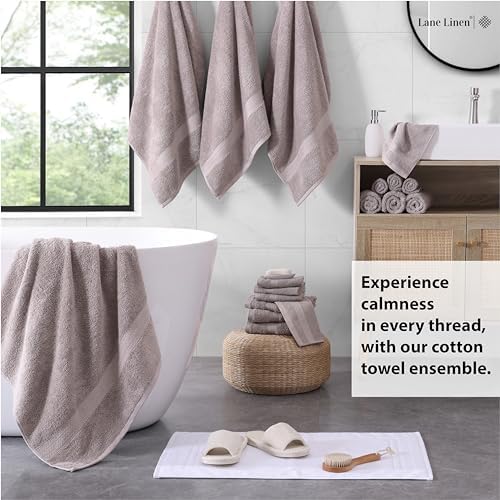 LANE LINEN Bath Towel Set 100% Cotton 18 Piece Soft Absorbent - Platinum