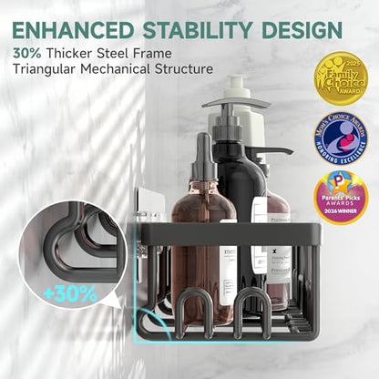 Veken Shower Caddy 6-Pack, Bathroom Organizers and Storage Shelves, Black