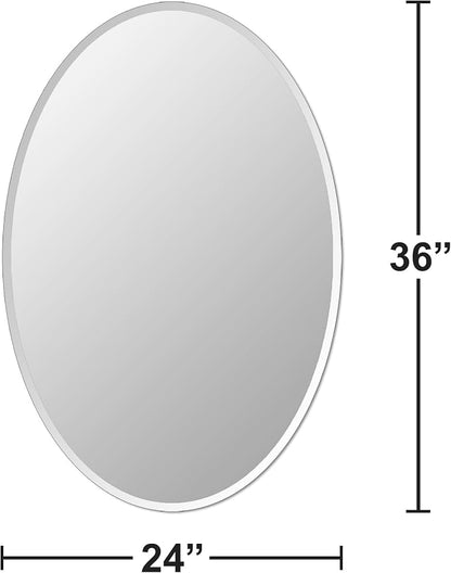 Bathroom Mirror for Over Sink 24" x 36" Oval Frameless Wall Mirror | Beveled Polished Edge Decorative Wall Mirror for Bathroom, Bedroom, Vanity and Entryway