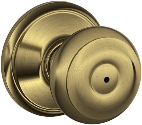 Schlage F40 GEO 609 Georgian Door Knob, Bed & Bath Privacy Lock, Antique Brass