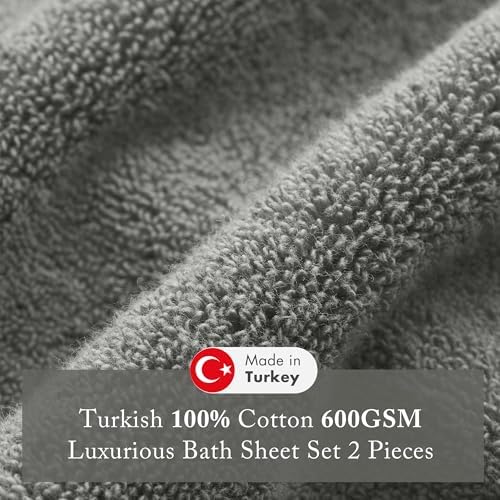 Madison Park Turkish 600 GSM Bath Sheet Set, 35 x 70 in - 2 Piece, Charcoal