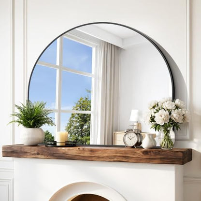 GLASHOM Arched Bathroom Vanity Mirror, 36"x30" Black Frame Wall Mirror