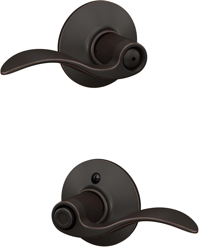 Schlage F40 ACC 716 Accent Door Lever, Bed & Bath Privacy Lock, Aged Bronze