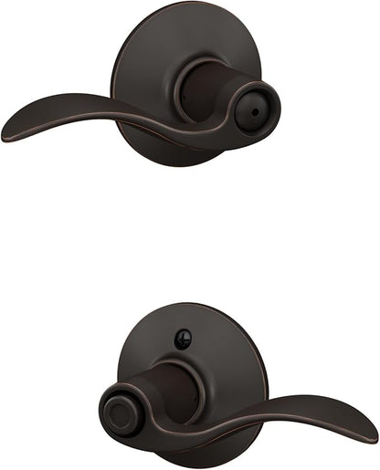 Schlage F40 ACC 716 Accent Door Lever, Bed & Bath Privacy Lock, Aged Bronze