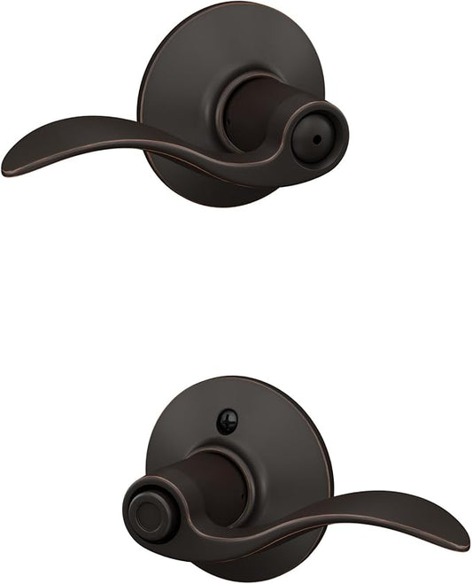 Schlage F40 ACC 716 Accent Door Lever, Bed & Bath Privacy Lock, Aged Bronze