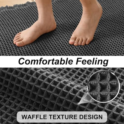 JIUZHEN Set of 2 Waffle Bathroom Rugs Non Slip Bath Mats 16"x24"+24"x48"