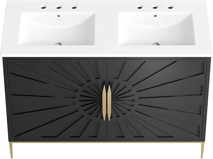 Modway Awaken Bathroom Vanity Cabinet, 48", White Black