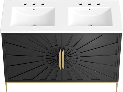Modway Awaken Bathroom Vanity Cabinet, 48", White Black