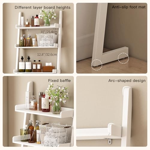 3-Tier Bathroom Over Toilet Storage for Small Space (White)