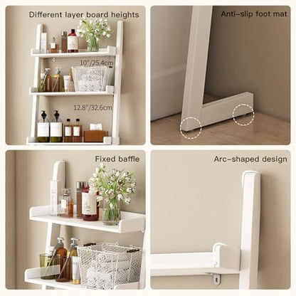 3-Tier Bathroom Over Toilet Storage for Small Space (White)