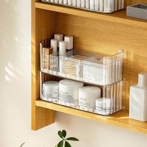 2-Tier Stackable Medicine Cabinet Organizer Shelves, Clear