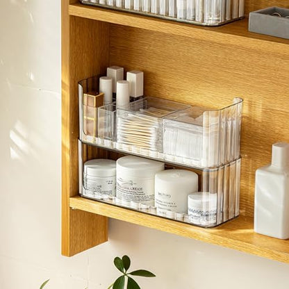 2-Tier Stackable Medicine Cabinet Organizer Shelves, Clear