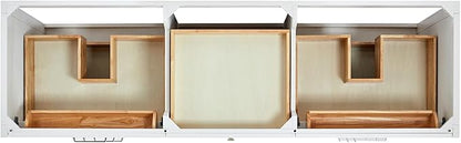 ARIEL Monroe 72-inch Bathroom Vanity with Sink,Solid Wood, 1.5-inch Pure White Quartz Countertop & Backsplash, Double Rectangular Porcelain Sink, 9 Dovetail Drawers, Brushed Nickel, White