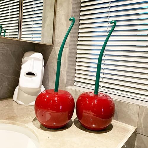 Cherry Toilet Brush and Holder, Cute Red Cherry Toilet Bowl Brush