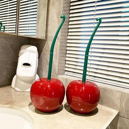 Cherry Toilet Brush and Holder, Cute Red Cherry Toilet Bowl Brush