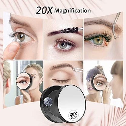 MIYADIVA 20X Magnifying Mirror, Small Travel Mirror with Suction Cup and Tweezers, 3.5 Inches