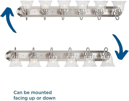 Progress Lighting Clear Glass 48 in. 6-Light Brushed Nickel Transitional Vanity Light with Clear Glass for Bathroom