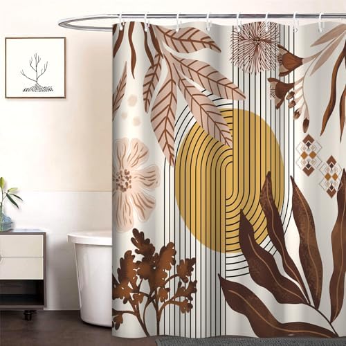 Boho Brown Shower Curtain for Bathroom 72x96 Inch