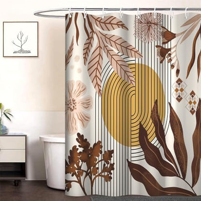 Boho Brown Shower Curtain for Bathroom 72x96 Inch
