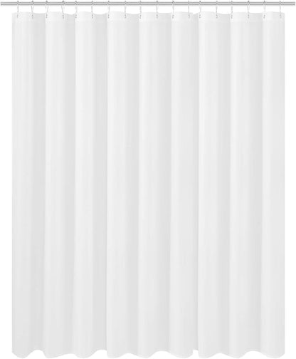N&Y HOME Extra Wide Extra Long Fabric Shower Curtain Liner 108 x 84 inch, Hotel Quality, Washable, White Spa Bathroom Curtains with Grommets, 108x84