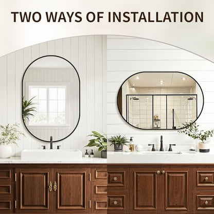 Oval Bathroom Mirror for Over Sink, 2 Pack 24"x36" Vanity Mirror, Black
