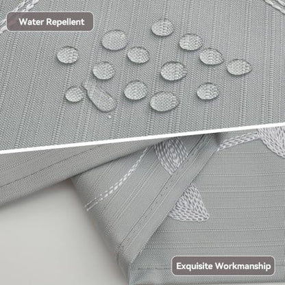 Embroidered Leaf Farmhouse Shower Curtain,Faux Linen,72Wx72L,Grey