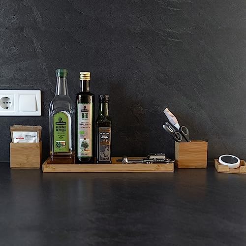 Bamboo Vanity Tray Set, 6-Piece Bathroom Organizer for Small Items