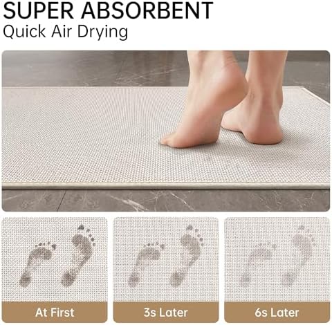 Mecko 20"x32" Bath Mat, Absorbent Quick Dry Bathroom Floor Mats Oatmeal