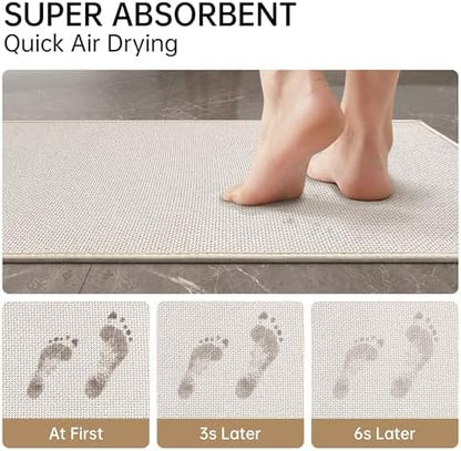 Mecko 20"x32" Bath Mat, Absorbent Quick Dry Bathroom Floor Mats Oatmeal