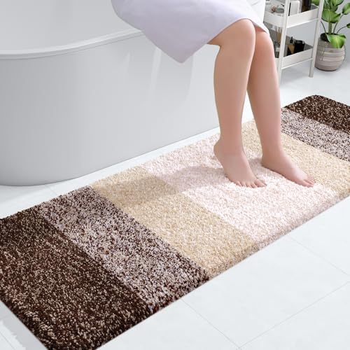 OLANLY Bathroom Runner Rug 59x20, Extra Soft Absorbent Microfiber Bath Rugs