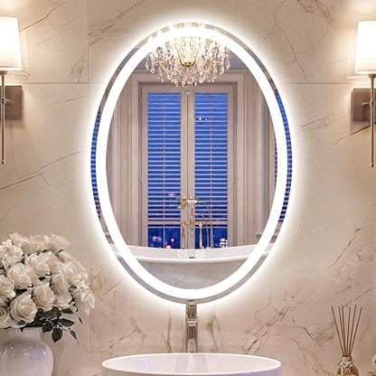Oval LED Bathroom Mirror with Lights, 20 x 28 Inch Lighted Vanity Mirror