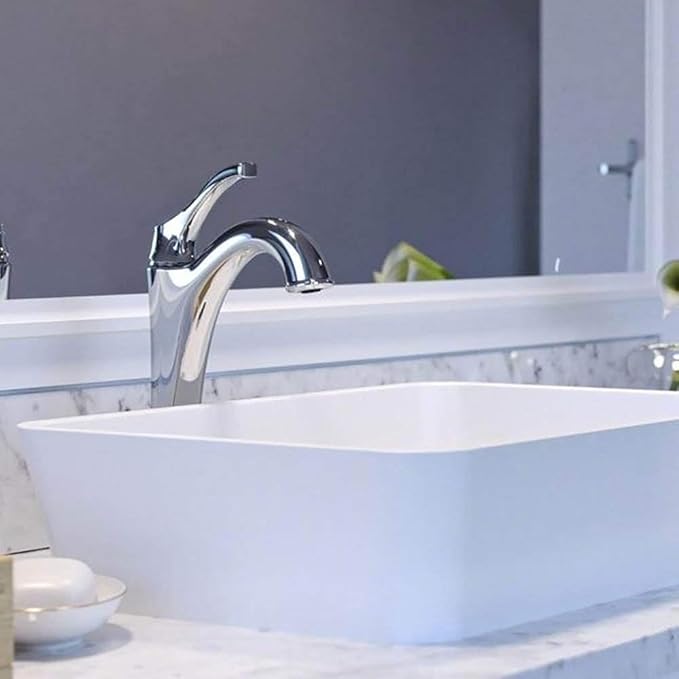 KRAUS KVF-1200CH Arlo Single Handle Vessel Bathroom Faucet with Pop Up Drain, Chrome