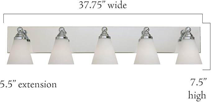 Designers Fountain Hudson 5-Light Bathroom Vanity Light Fixture, Chrome, 6495-CH Silver