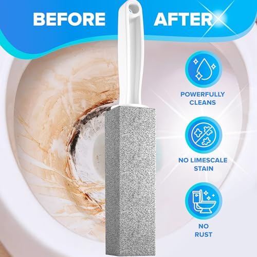 DISIWENE Pumice Cleaning Stone with Handle Toilet Bowl Cleaner Hard Water Ring Remover for Bath/Pool/Kitchen/Household Cleaning (4, 4 Pack with Handle)